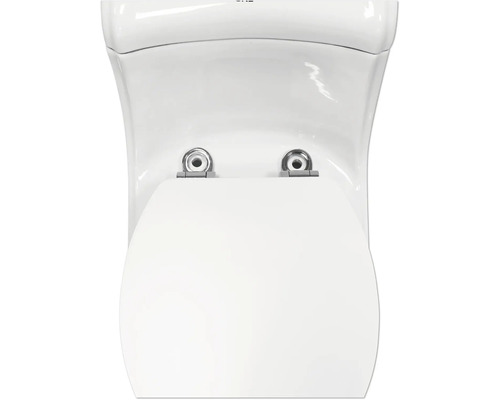 Gros plan de toilettes avec un couvercle de toilette monté