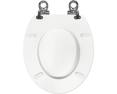 Abattant de WC avec charnières métalliques, vue de dessus