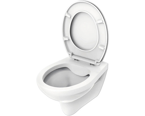 WC suspendu avec bride ouverte et siège de WC