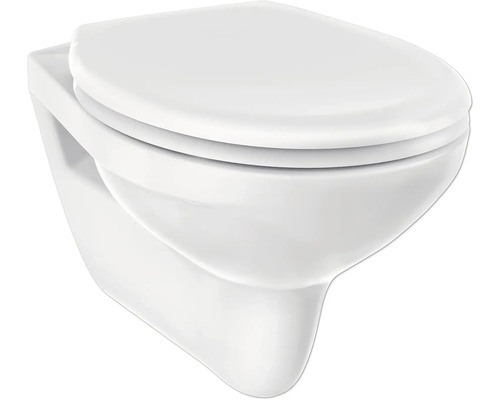 Ensemble de WC suspendu form&style Obira cuvette à fond creux bride de rinçage ouverte blanc brillant avec abattant WC