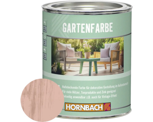 Peinture d'extérieur HORNBACH fleurs de cerisier 750 ml Peinture pour jardin, pot avec exemple de couleur et scène d''un salon de jardin