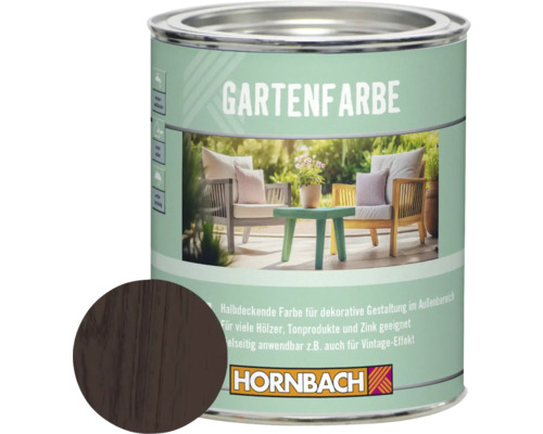 Peinture d'extérieur HORNBACH châtaignier 750 ml Peinture pour jardin en pot avec exemple de couleur et logo Hornbach