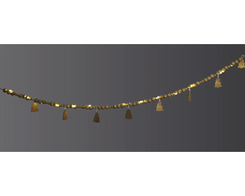 Guirlande lumineuse LED Lafiora arbre 1,2 m 15 LED couleur d'éclairage blanc chaud sur batterie avec minuterie 6 heures Guirlande lumineuse décorative avec des perles en bois et des pendentifs en forme de sapin de Noël