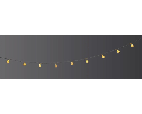 Figurine lumineuse LED Lafiora boules 1,35 m 10 LED couleur d'éclairage blanc chaud sur batterie avec minuterie 6 heures Guirlande lumineuse décorative avec lampes sphériques