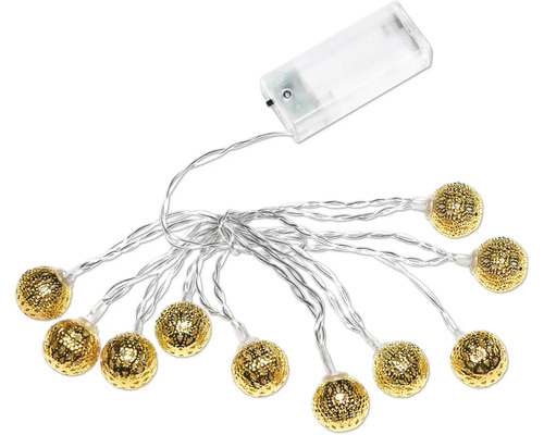 Guirlande lumineuse décorative avec lampes sphériques et compartiment à piles