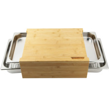 Edelstahl-Warmhaltebehälter mit Bambusdeckel