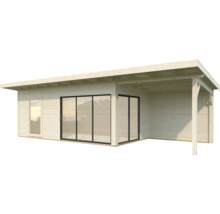 Modernes Gartenhaus mit Flachdach, Fenster und Schiebetüren