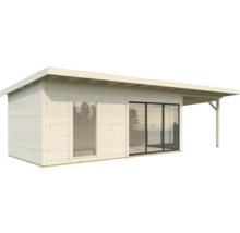 Gartenhaus Palmako Andrea 17,1 m² + 7,9 m² Schiebetür Isolierglas inkl. Fußboden 920 x 402 cm tauchgrundiert