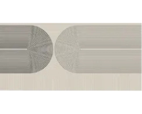 Abstraktes Wandbild mit horizontalen Linien und Halbkreisen