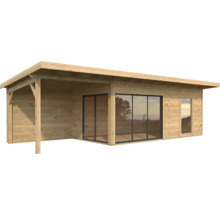 Gartenhaus Palmako Andrea 17,1 m² + 7,9 m² Schiebetür Isolierglas inkl. Fußboden 920 x 402 cm braun
