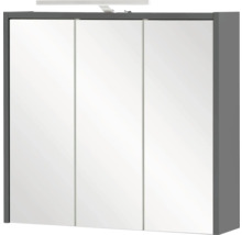 Spiegelschrank Carlos 65 x 16 x 64 cm anthrazit 3-türig LED