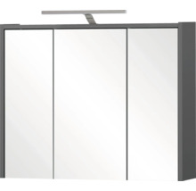 Spiegelschrank Carlos 74,5 x 16 x 64 cm anthrazit 3-türig LED