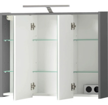 Spiegelschrank Carlos 74,5 x 16 x 64 cm anthrazit 3-türig LED
