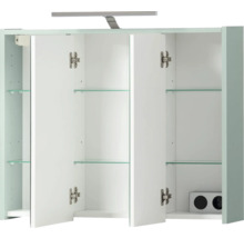 Spiegelschrank Carlos 74,5 x 16 x 64 cm pistazie 3-türig LED