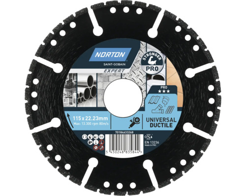 Disque diamanté à tronçonner Norton Pro EU Ductil Ø 115x22,23mm