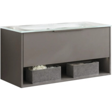 Badmöbel-Set FACKELMANN B.Paris BxHxT 905 x 493 x 465 mm Frontfarbe cubanit grey mit Glaswaschtisch