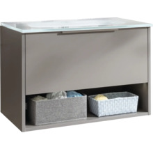 Badmöbel-Set FACKELMANN B.Paris BxHxT 705 x 493 x 465 mm Frontfarbe cubanit grey mit Glaswaschtisch