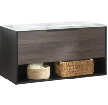 Badmöbel-Set FACKELMANN B.Paris BxHxT 905 x 493 x 465 mm Frontfarbe rigoletto eiche mit Glaswaschtisch