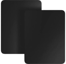 Zwei schwarze Kunststoffplatten mit abgerundeten Ecken