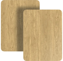 Zwei Holzplatten mit abgerundeten Ecken