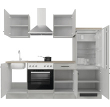 Cuisine complète Flex Well avec appareils Lund 220 cm gris clair brillant démontée variante réversible 00012695