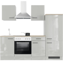 Cuisine complète Flex Well avec appareils Lund 220 cm gris clair brillant démontée variante réversible 00012695