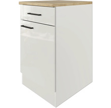 Meuble bas avec tiroir et porte pivotante Flex Well Lund lxpxh 50x60x85 cm gris clair brillant démonté tirant réversible (peut être monté à gauche ou à droite)