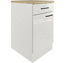 Meuble bas avec tiroir et porte pivotante Flex Well Lund lxpxh 50x60x85 cm gris clair brillant démonté tirant réversible (peut être monté à gauche ou à droite)