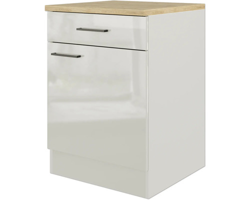 Meuble bas avec deux tiroirs et plateau en bois