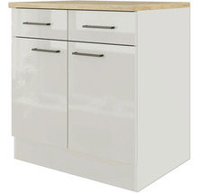 Meuble bas avec tiroir et porte pivotante Flex Well Lund lxpxh 80x60x85 cm gris clair brillant démonté tirant réversible (peut être monté à gauche ou à droite)