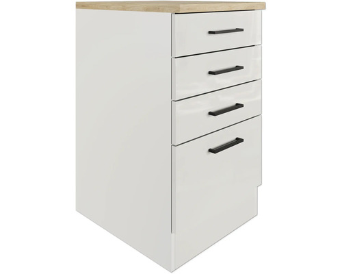 Schrank mit vier Schubladen und Holzplatte