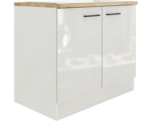 Meuble sous-lavabo avec deux portes et un dessus en bois