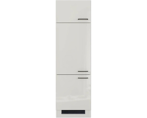 Armoire pour réfrigérateur encastrable Flex Well de 88 cm Lund lxpxh 60x57x200 cm gris clair brillant démontée tirant réversible (peut être montée à gauche ou à droite)