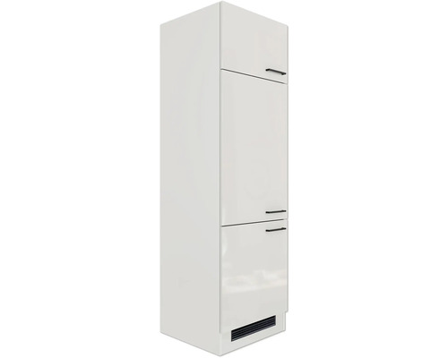 Armoire haute de salle de bain blanche avec tiroirs et poignées