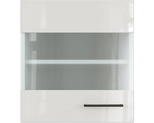 Flex Well Hängeschrank mit Glastür Lund BxTxH 50x32x54,8 cm lichtgrau glänzend zerlegt Anschlag reversibel (links oder rechts montierbar)