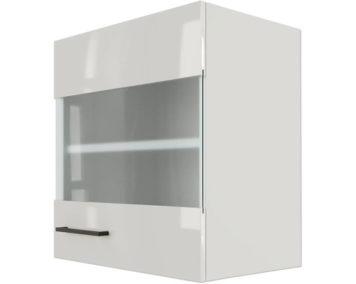 Élément haut avec porte en verre et tiroir