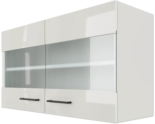 Élément haut avec portes en verre et poignées