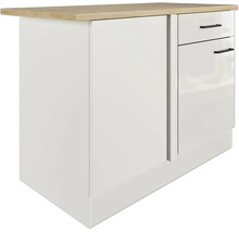 Flex Well Eckunterschrank Lund BxTxH 110 x 60 x 85 cm lichtgrau glänzend zerlegt Anschlag reversibel 00012211