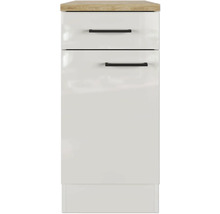 Meuble bas avec tiroir et porte pivotante Flex Well Lund lxpxh 40x60x85 cm gris clair brillant démonté tirant réversible (peut être monté à gauche ou à droite)