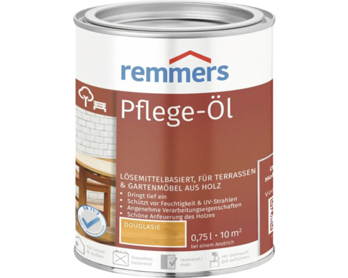 Huile d'entretien Remmers sapin de Douglas 750 ml Huile d''entretien Remmers pour terrasses et meubles de jardin, 0,75 litre