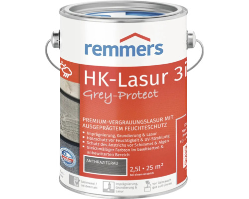 Lasure HK Remmers grey protect gris anthracite 2,5 l