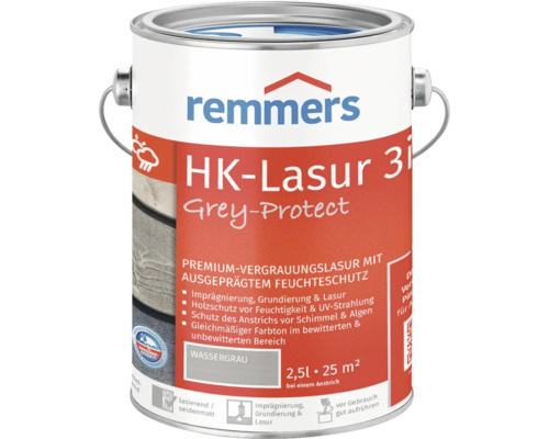 Lasure HK Remmers grey protect gris eau 2,5 l