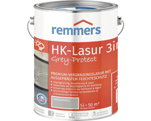 Lasure HK Remmers grey protect gris eau 5 l