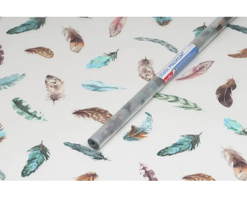 Film autocollant avec motif de plumes et rouleau