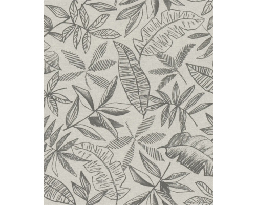 Papier peint intissé 600575 Schöner Wohnen feuilles gris Textile avec motif de feuilles à des fins décoratives