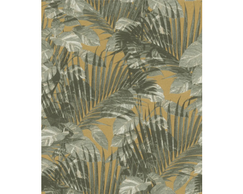 Papier peint intissé 600162 Schöner Wohnen Jungle jaune vert Papier peint avec motif de feuilles tropicales