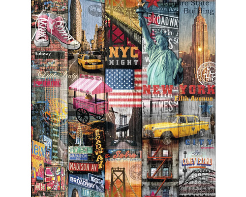 Papier peint photo avec des motifs de New York comme la Statue de la Liberté et l''Empire State Building