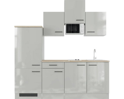 Cuisine complète avec évier, robinet et micro-ondes