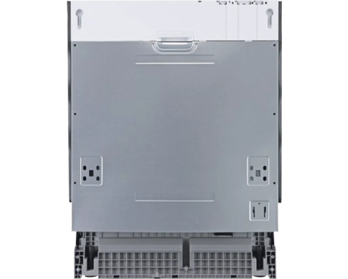 Rückansicht eines Geschirrspülers zur Veranschaulichung der Anschlüsse und Montagepunkte.