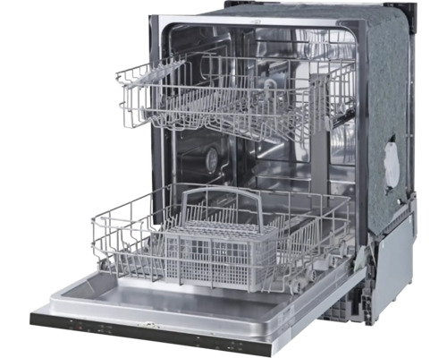 Geöffneter Geschirrspüler mit zwei Körben